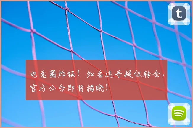 电竞圈炸锅!知名选手疑似转会,官方公告即将揭晓!